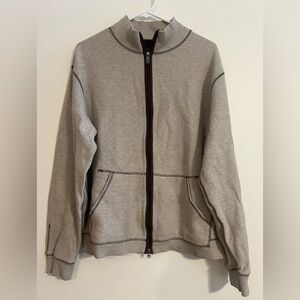 Kenneth Roberts Platinum Men’s Beige Sweater Size Large Double Zipper SMALL FLAW